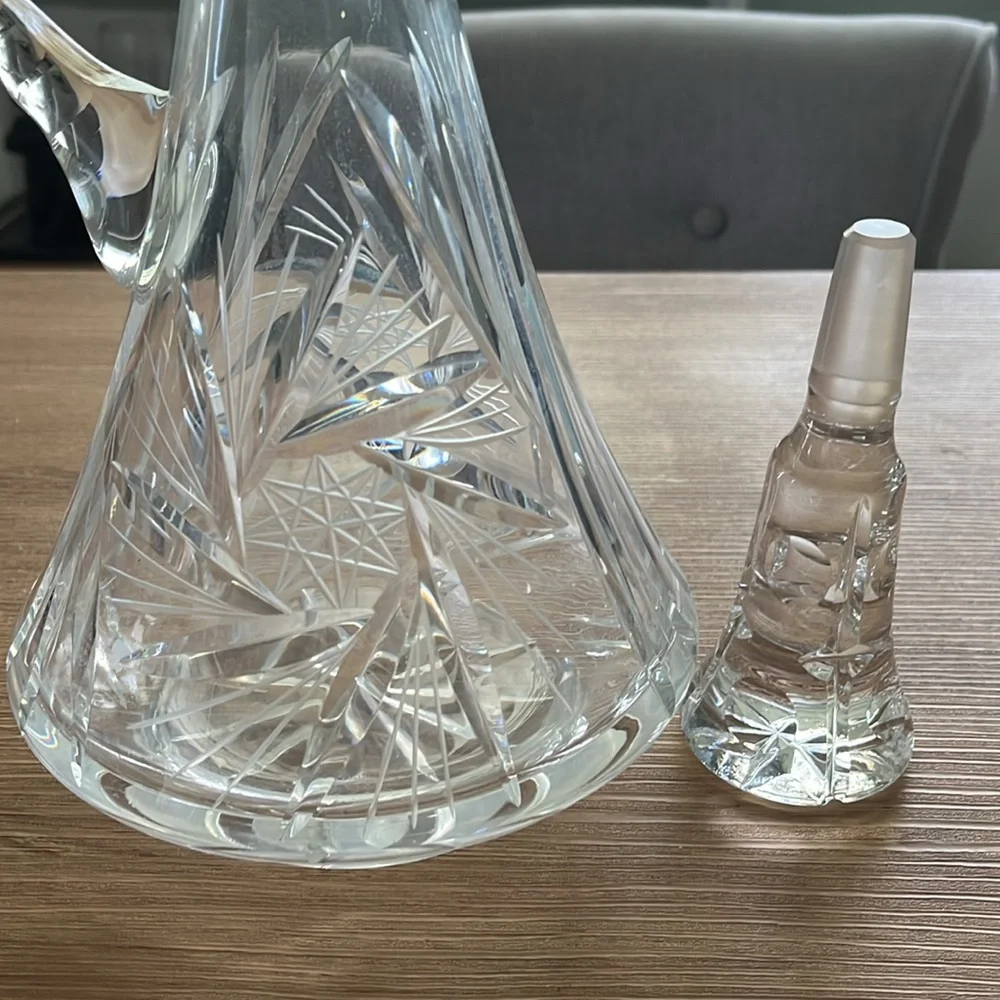 MCM Cut Crystal Decanter Bohemian with Stopper Hand Made Orginal Czech